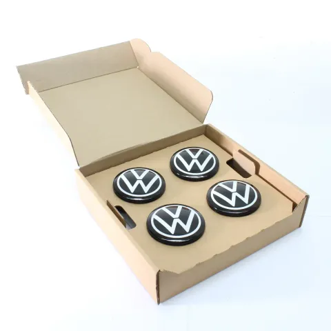Background image for 4x Original VW Dynamische Nabendeckel ID.3 ID.4 Black / White 60mm NEU 10A071213