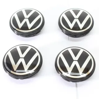 4x Original VW Dynamische Nabendeckel Polo Up! Black/Chrome 56mm NEU 2G0071213 - Bild 2