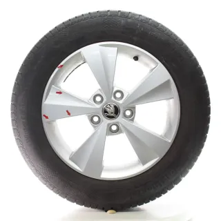 Skoda Octavia III 5E3 Winterräder 5-Speichen Continental 205/60R16 5E0601025C - Bild 4