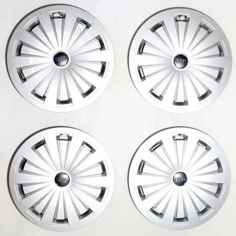 Background image for Audi A4 Avant 16 Zoll Radkappensatz Radzierblenden Original Silber 8W0601147
