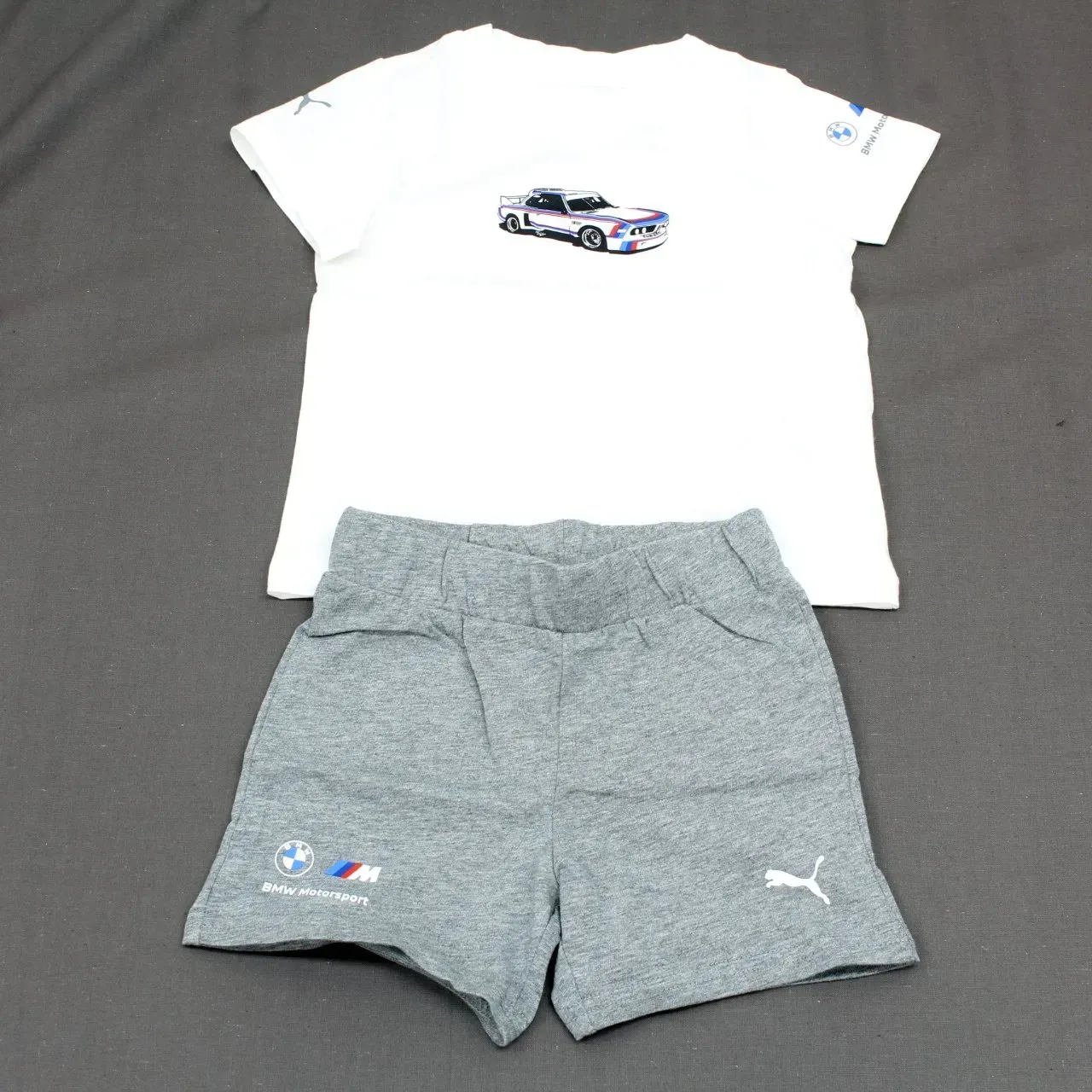Puma Baby Set T-Shirt & Shorts BMW M Motorsport Kollektion Weiß / Grau  Gr.86 - Bild 1