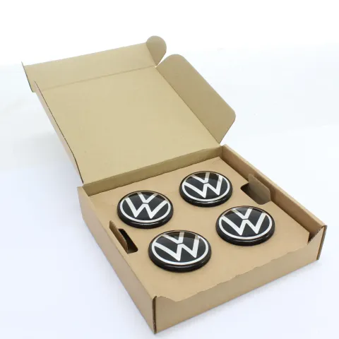Background image for 4x Original VW Dynamische Nabendeckel ID.3 4 5 Black/Chrome 60mm NEU 10A071213D