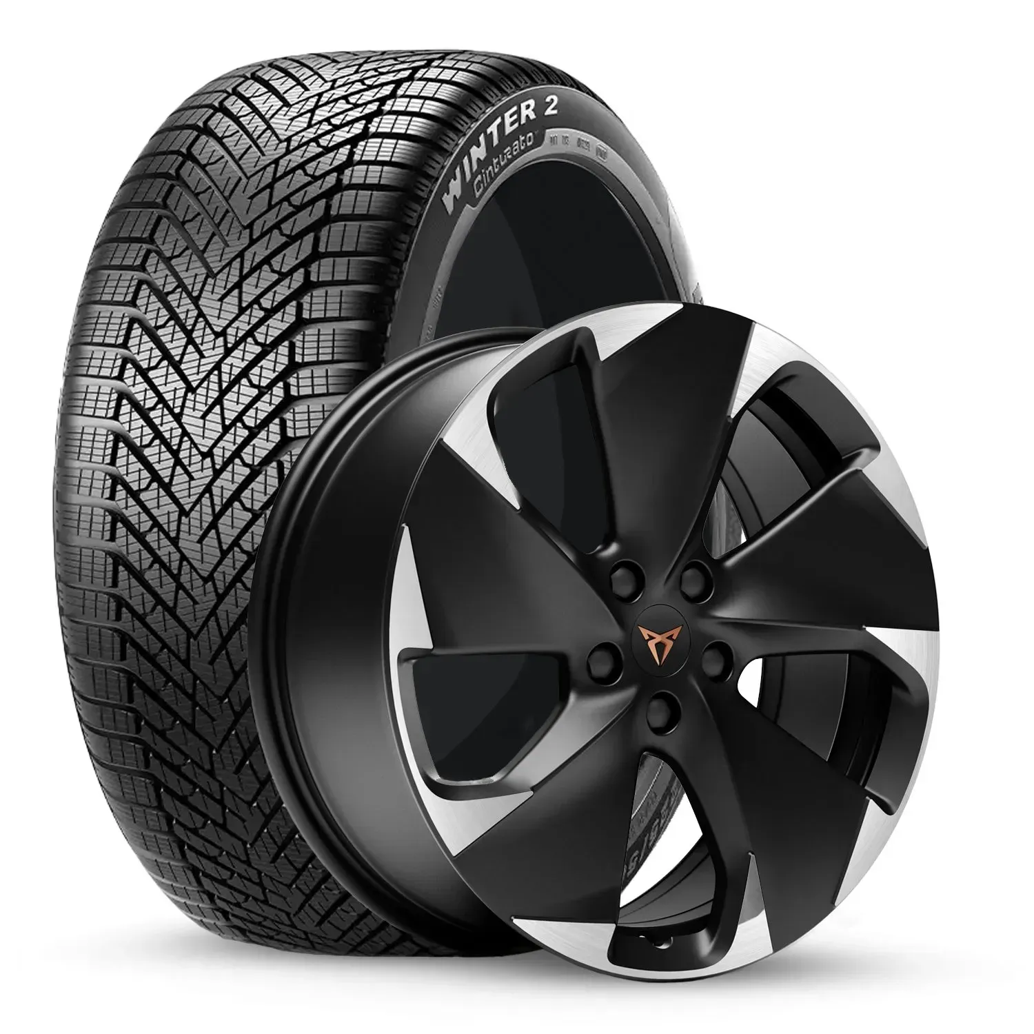 Cupra Born Winterräder Typhoon Schwarz-Silber Pirelli 215/50R19 Z213509T3BOPC2 - Bild 1